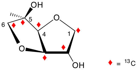 structure of 1,4:3,6-dianhydro-D-[UL-13C6]glucitol