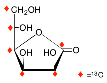 structure of L-[UL-13C6]gulono-1,4-lactone
