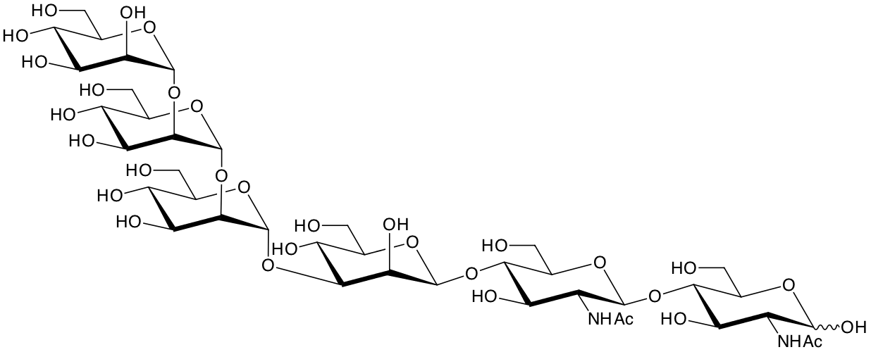 structure of Man(a2)Man(a2)Man(a3)Man(b4)GlcNAc(b4)GlcNAc