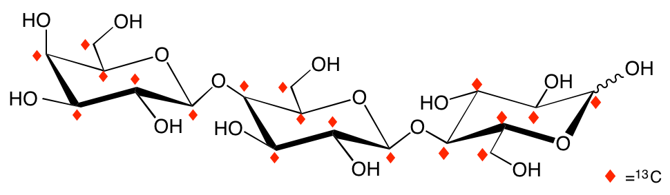 structure of beta-D-[UL-13C6]GAL-(1,4)-beta-D-[UL-13C6]GAL-(1,4)-D-[UL-13C6]GLC